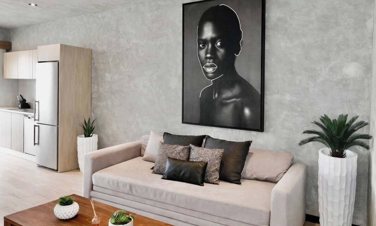 Tulum Condo | Enjoy Tulum from this comfortable 1BR apartment at TUK TULUM, ideal for up to 4 guests. It features a king bed, queen sofa bed, fully equipped kitchen, private balcony, and access to rooftop pools, paddle tennis courts, parking, and 24/7 security.