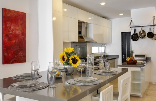 Gonzalo Guerrero Condo | Modern 2BR, 1 block to Beach & 5th Ave, Roof Pool, Garage, Quieter Corner Street