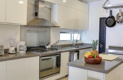 Gonzalo Guerrero Condo | Modern 2BR, 1 block to Beach & 5th Ave, Roof Pool, Garage, Quieter Corner Street