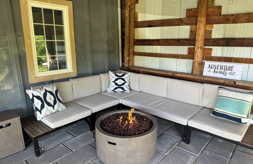 Brookline Station Cabin | Modern Glamping Cabin in Springfield with king bed and AC on 3 private acres.