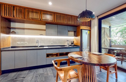 Zama Apartment | Modern second floor studio with pool, partial AC, and balcony