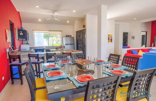 Akumal Villa | Vibrant and colorful ocean side villa with pool, AC and much more!