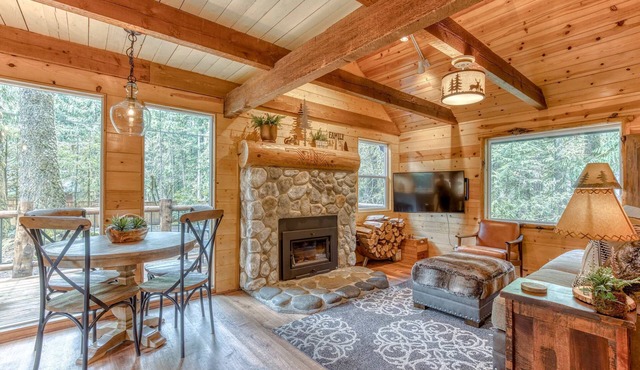 2-story mountain cabin with loft and fireplace, deck, streaming, washer&dryer in Rhododendron