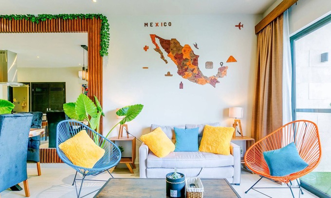 Puerto Juarez Condo | Bright & Cheerful Condo + Pool, Gym & Playground!