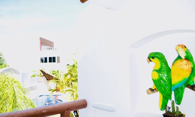 Playacar Bed & Breakfast | Deluxe Budget Balcony Room With Swimming Pool Air Conditioning and Parking