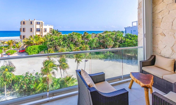 Akumal Condo | Oceanview Penthouse, Private Balcony, BBQ & Pool