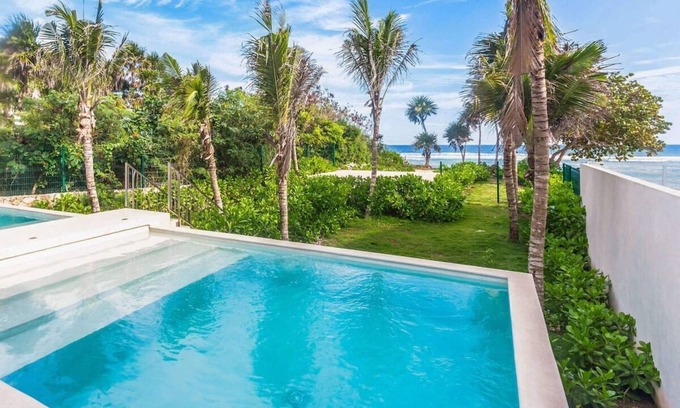 Akumal Apartment | Rooftop Pool Seaview Balcony Beach Gym BBQ