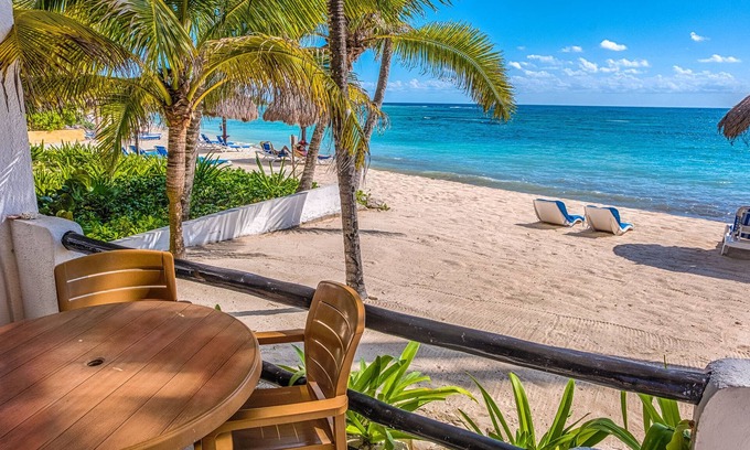 Akumal Condo | Walk onto the beach from your patio door! AC, WiFi, great for families!